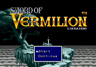 Sword of Vermilion Title Screen